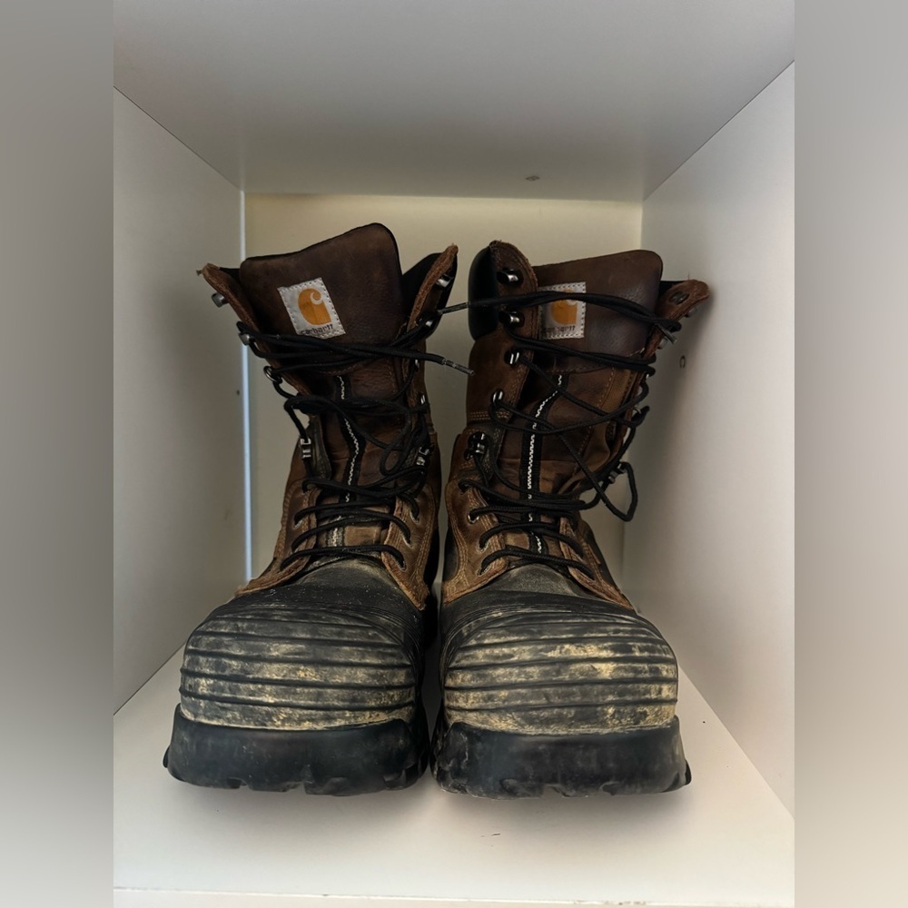 Carhartt work boot size 9 brown black 10” inch composite toe waterproof